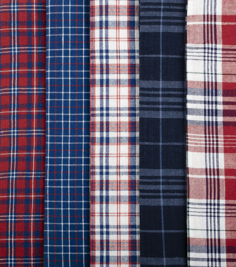 Homespun Wovens Red, White & Blue Plaids 18x21 Cotton Fabric Quarter Bundle