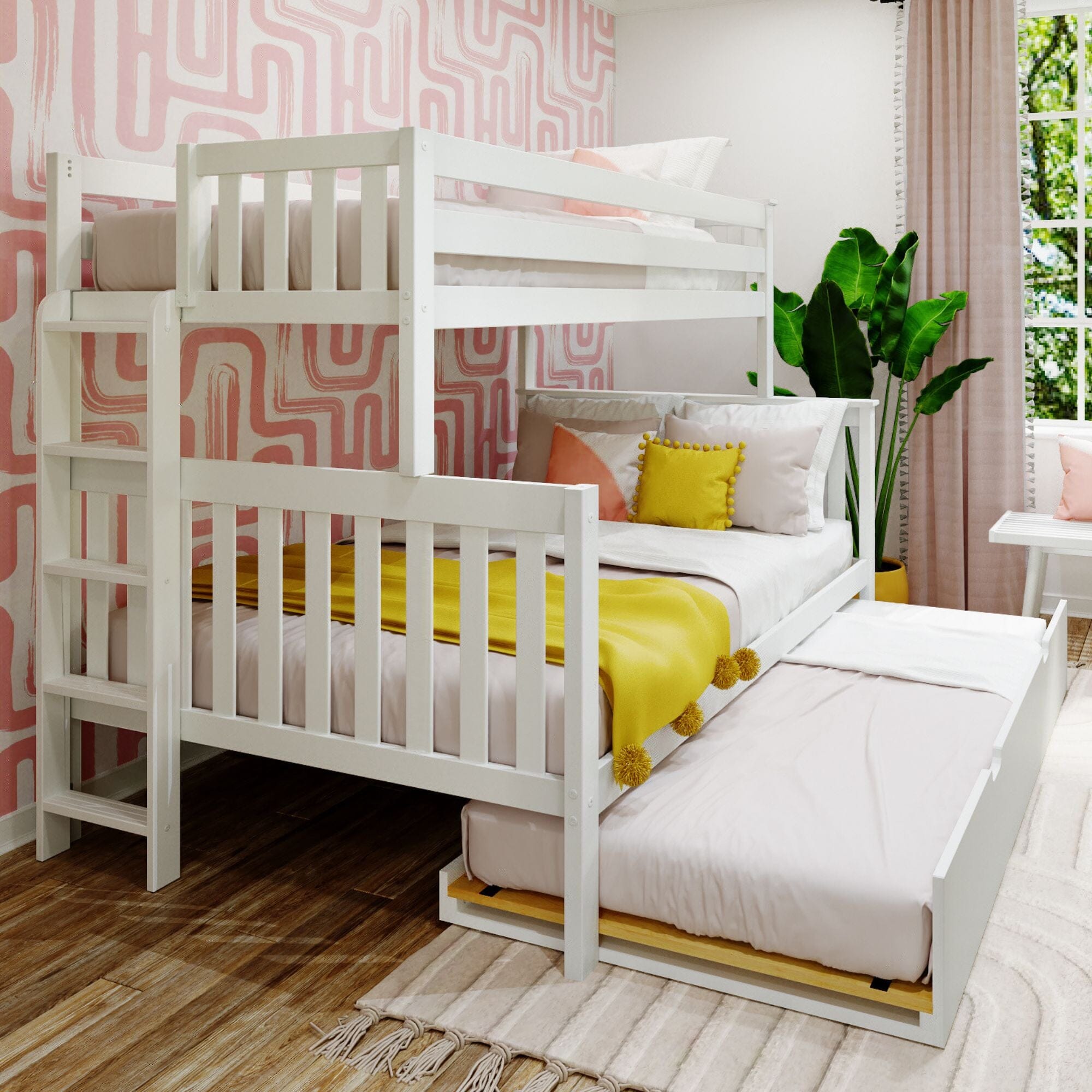 🎄Store Closing Sale💖Twin over Full Bunk Bed with Ladder on End and Trundle