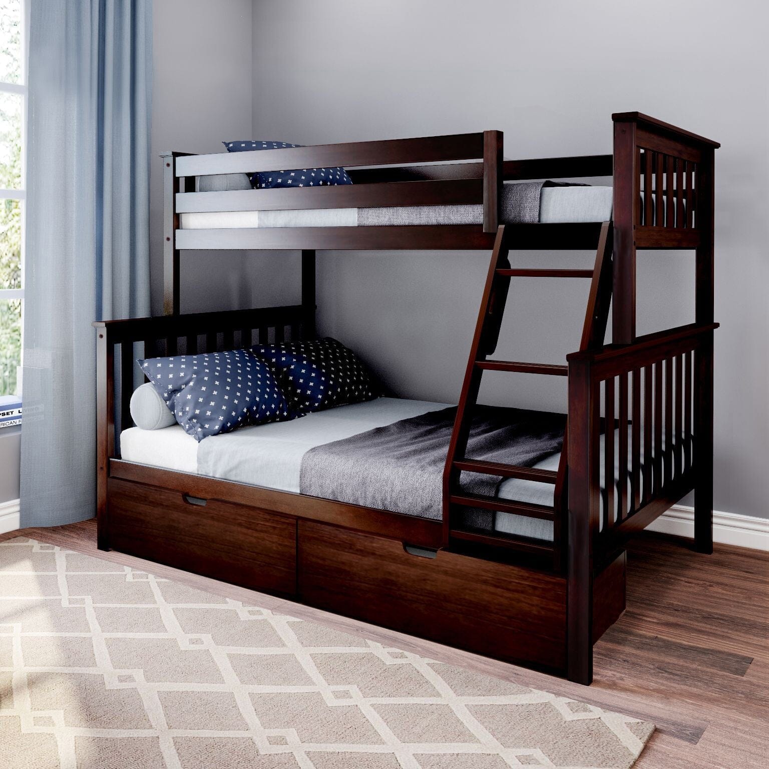 🎄Store Closing Sale💖Kid's Twin Over Full-Size Bunk Bed with Storage Drawers